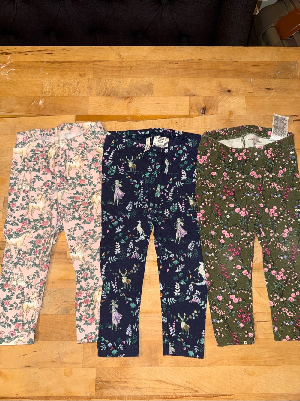 Janie and Jack 3 Pack Floral and Disney Frozen Leggings